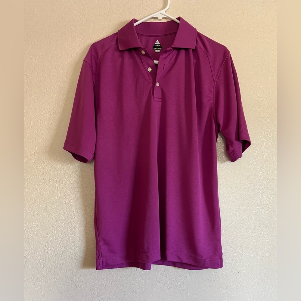 Bolle Golf Polo Tech Shirt Mens  Size Small Pink  Short Sleeve